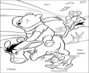 Coloriage winnie ourson et ses amis recoltent des bonbons dessin